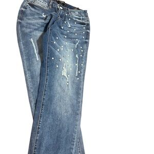 Women's Blue Embellished Jeans